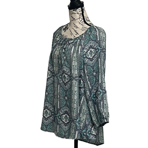 Fred David Paisley Peasant Boho Top Women’s M – Hippie Fairy Tunic Modest Y2K - Picture 3 of 10